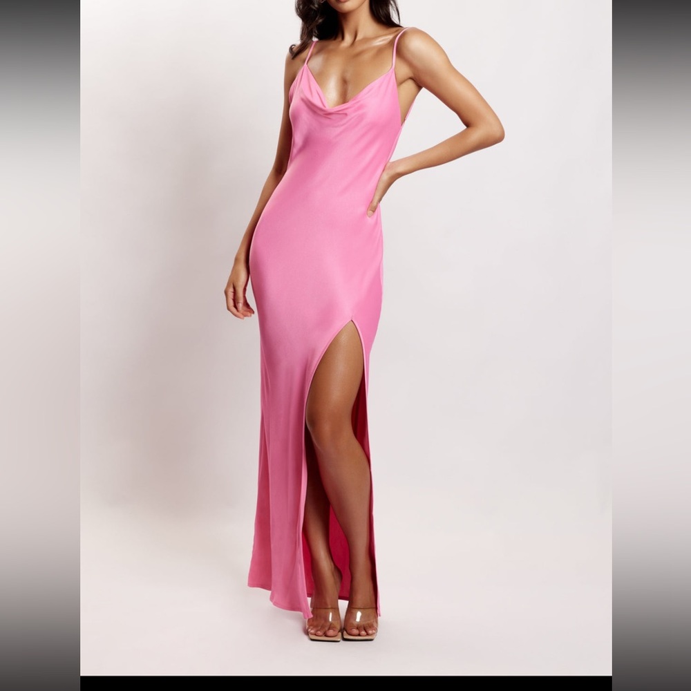 Jade Cowl Neck Backless Maxi Dress - Pink